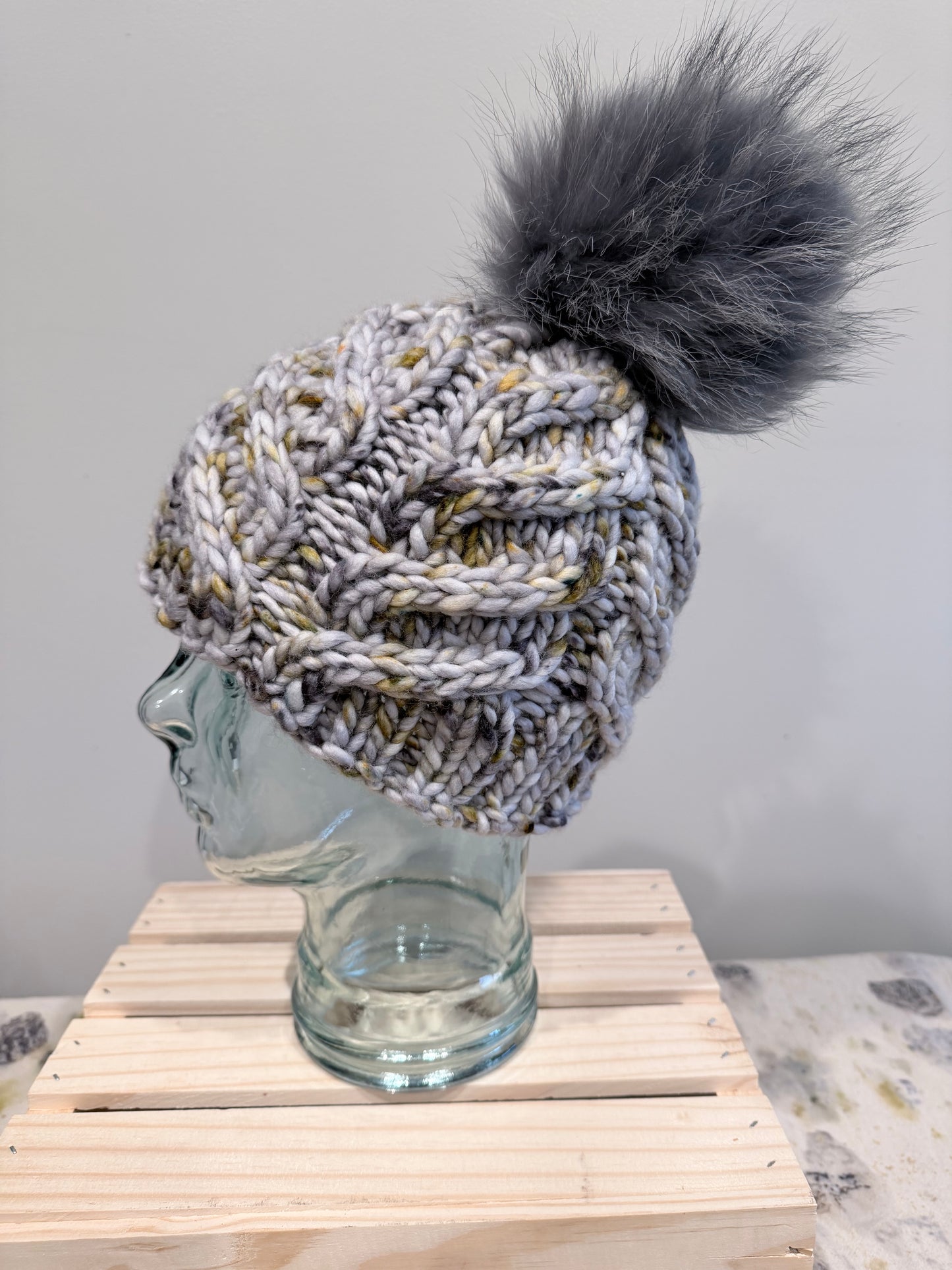 Gray Cable Beanie