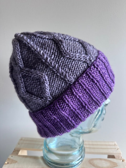 Lightweight Purple and Gray Beanie