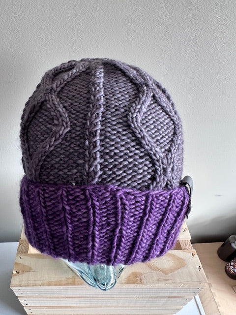 Lightweight Purple and Gray Beanie